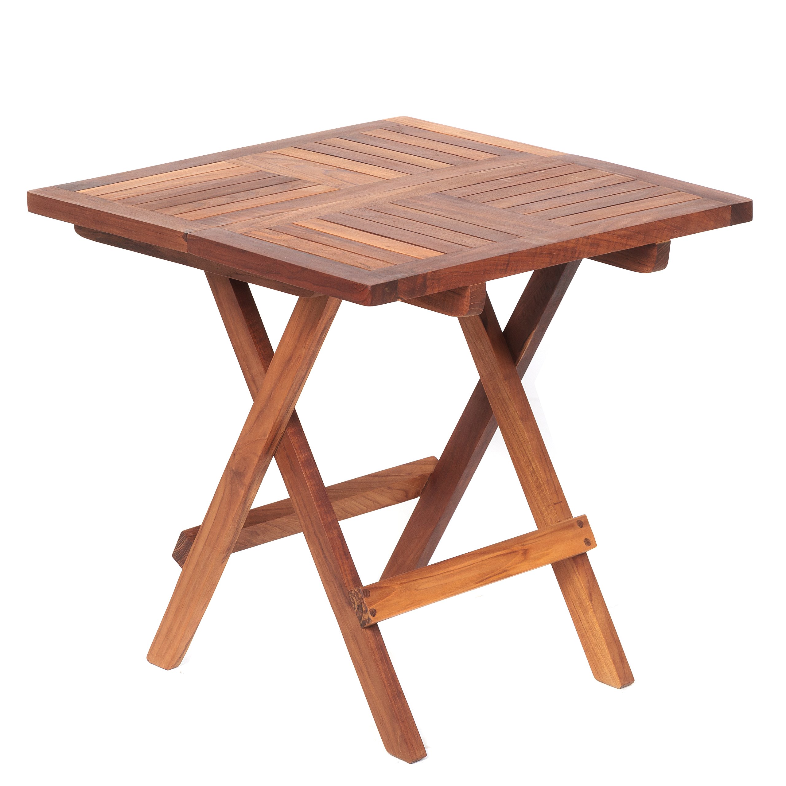 AsinoX TEK.602 Table Pliante, en Teck, Marron, 50 x 50 x 50 cm