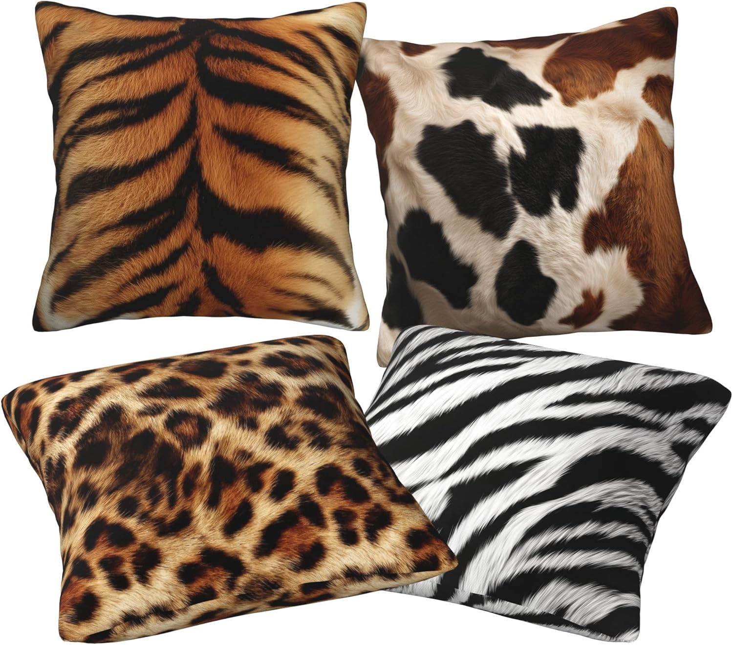 Animal Print Throw Pillow Covers 18 X 18 Inch Set of 4 Decorative Cushion Cover Home Decor for Sofa Chair Couch Bedroom Living Room - Image 8