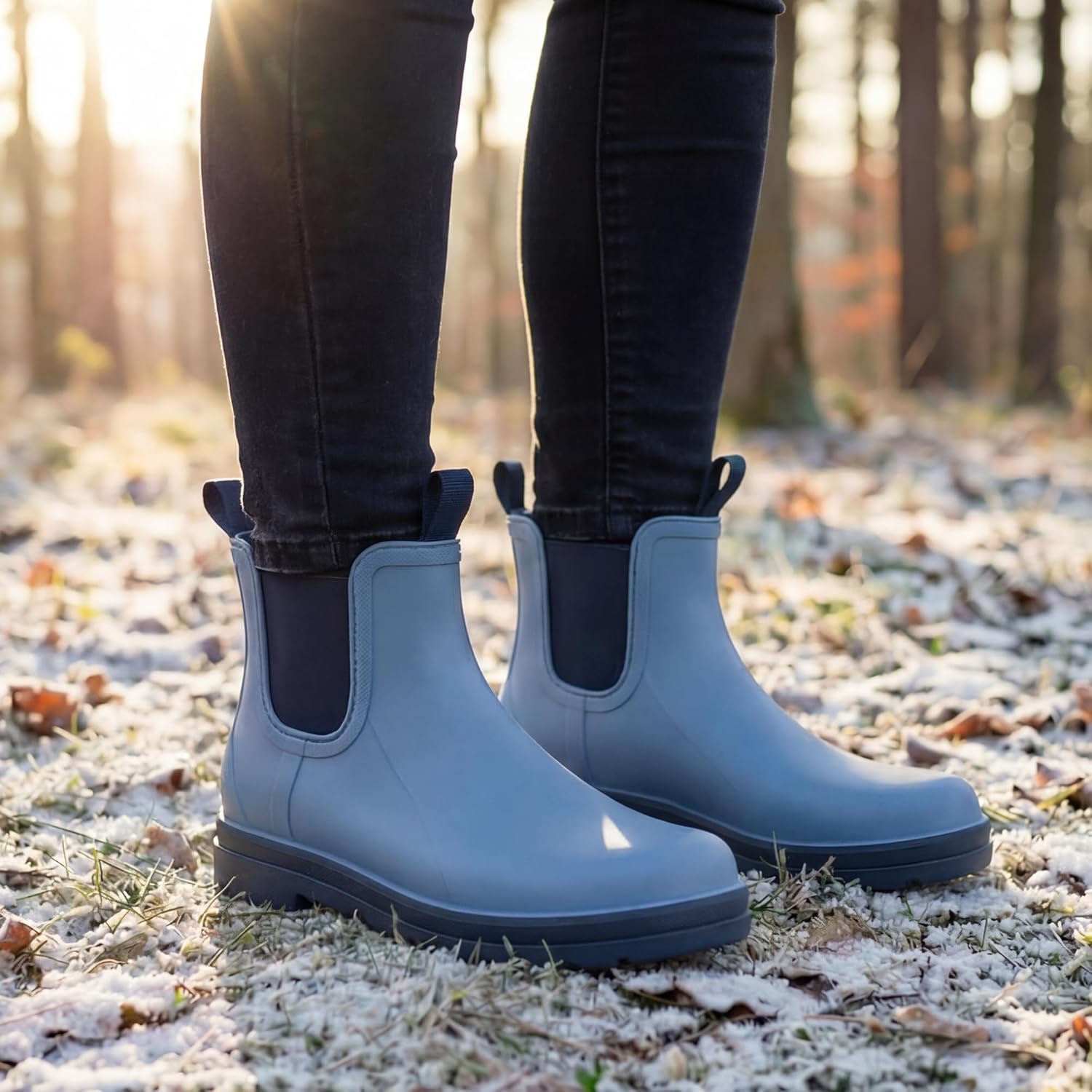 planone All-Day Comfort Short Rain Boots for Women Supportive Arch Support Chelsea Boots Fashion Waterproof Ankle Non-Slip Rubber Shoes with Removable Cushioned Insole - Image 2