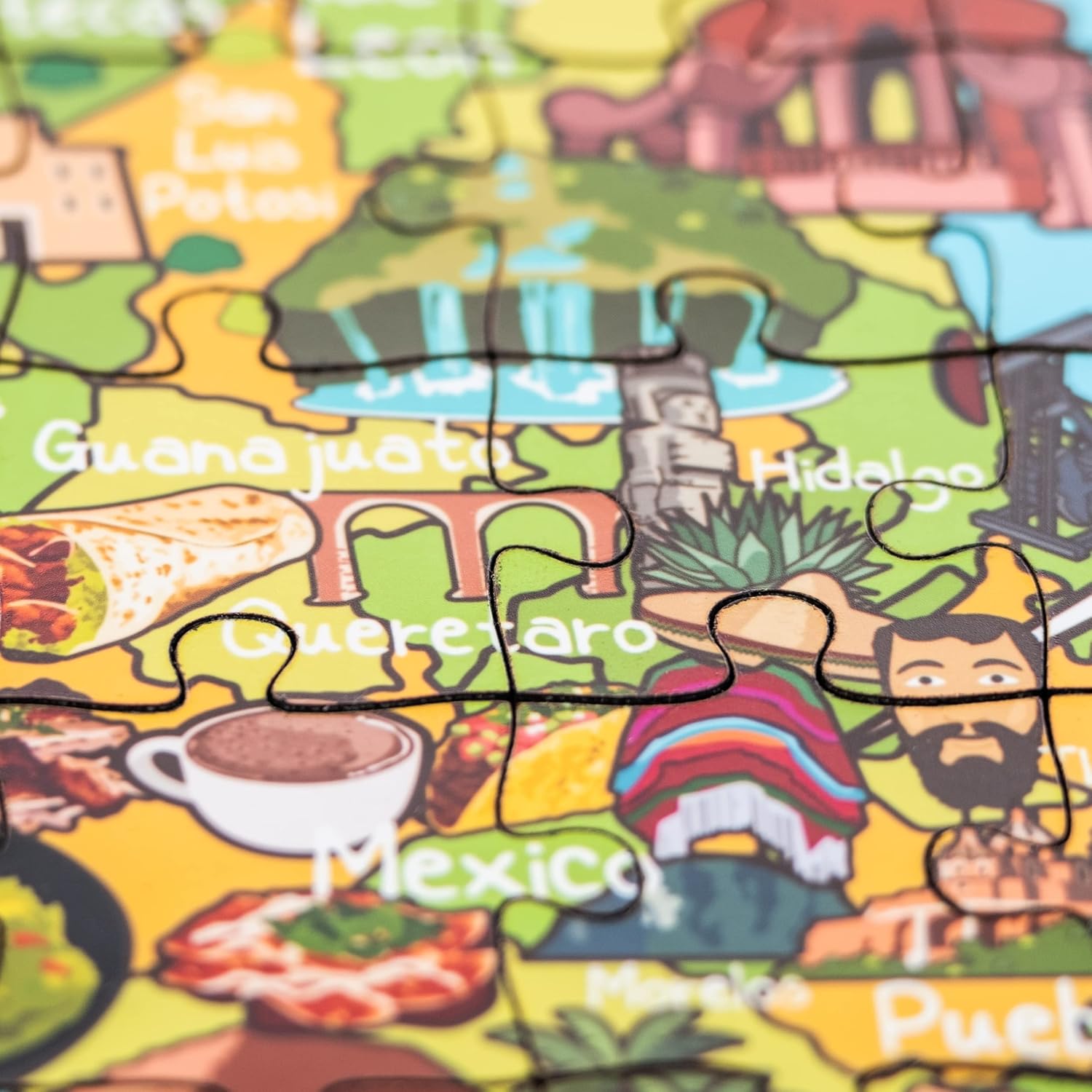 Mexico Map Wooden Jigsaw Puzzle 152 Piece, 15x10 inches