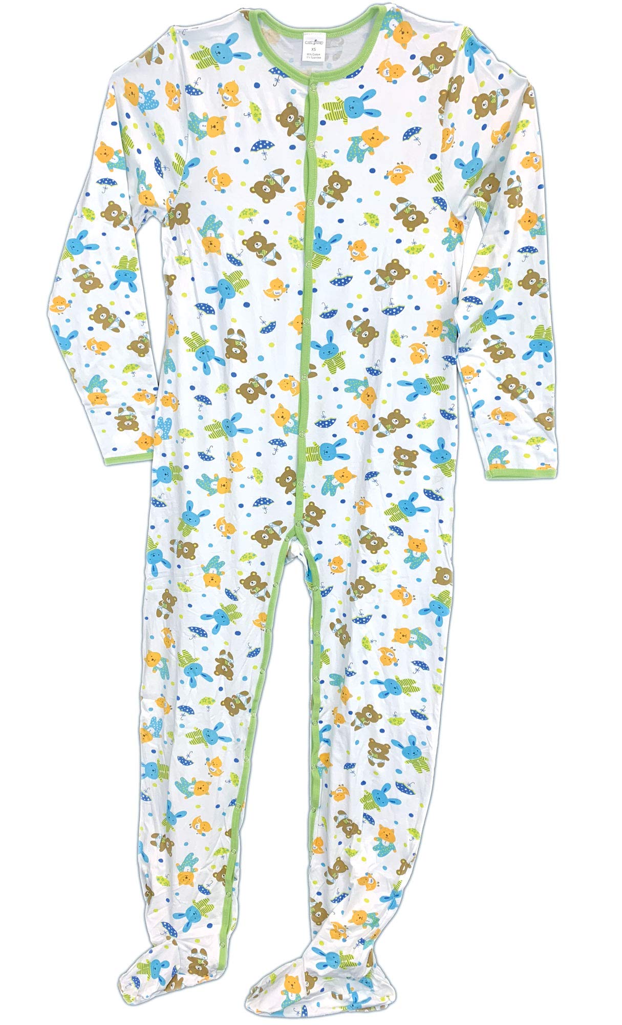 Cuddlz Teddy Bear Pattern Stretch Footed Adult Sleepsuit Onesie