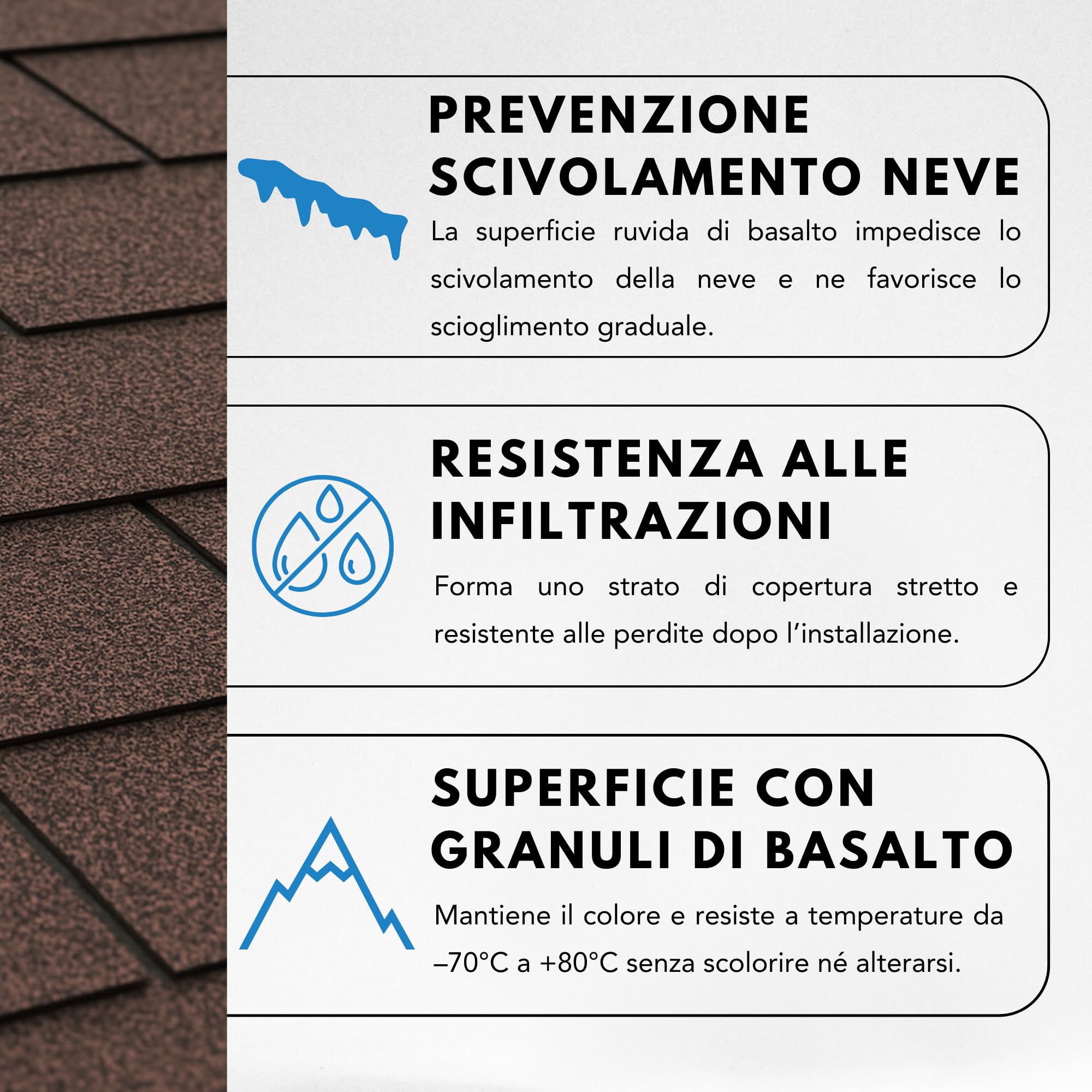 Tegole bituminose TRIO T-BROWN, copertura bituminosa di colore marrone