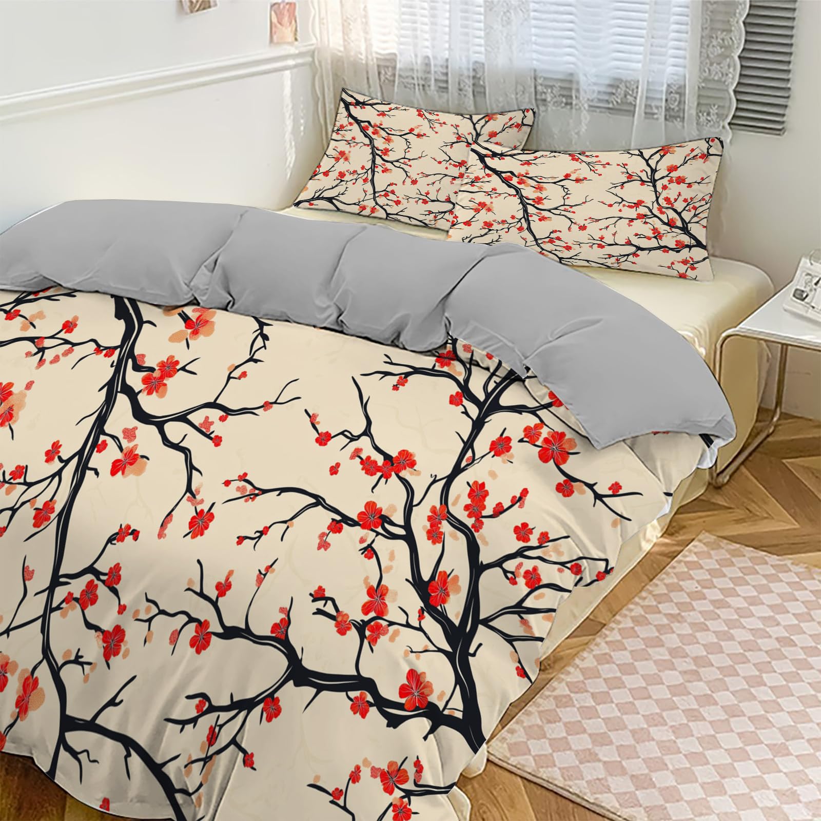 Housse de couette 140x200cm beige pour une ambiance de chambre zen et printanière