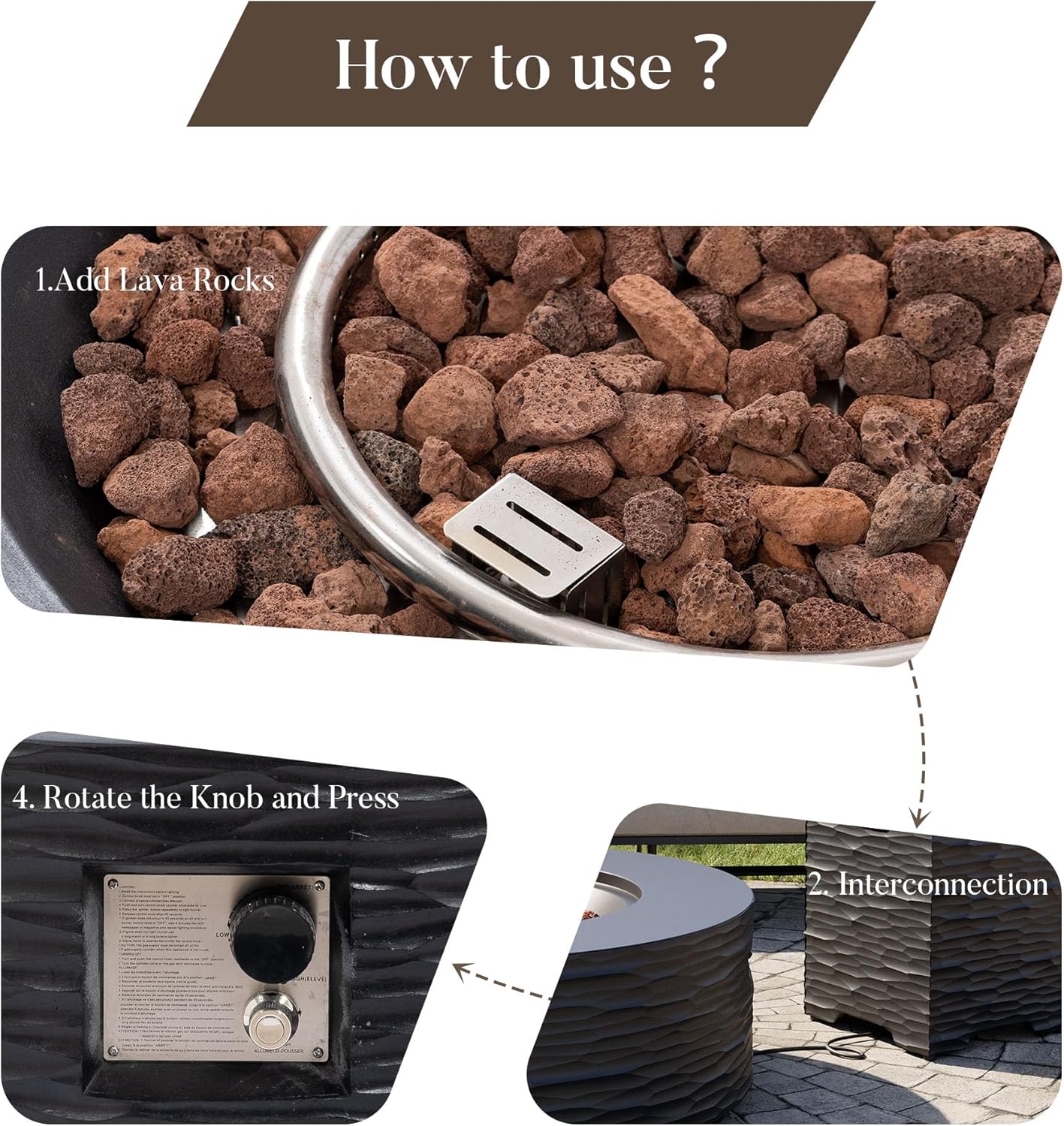 Cosiest Propane Fire Pit for Outside, 35 in Round Gas Fire Pits for Outdoor Patio, Certified, 50000 BTU Concrete Rectangle Base with Rain Cover, Free Lava Rocks