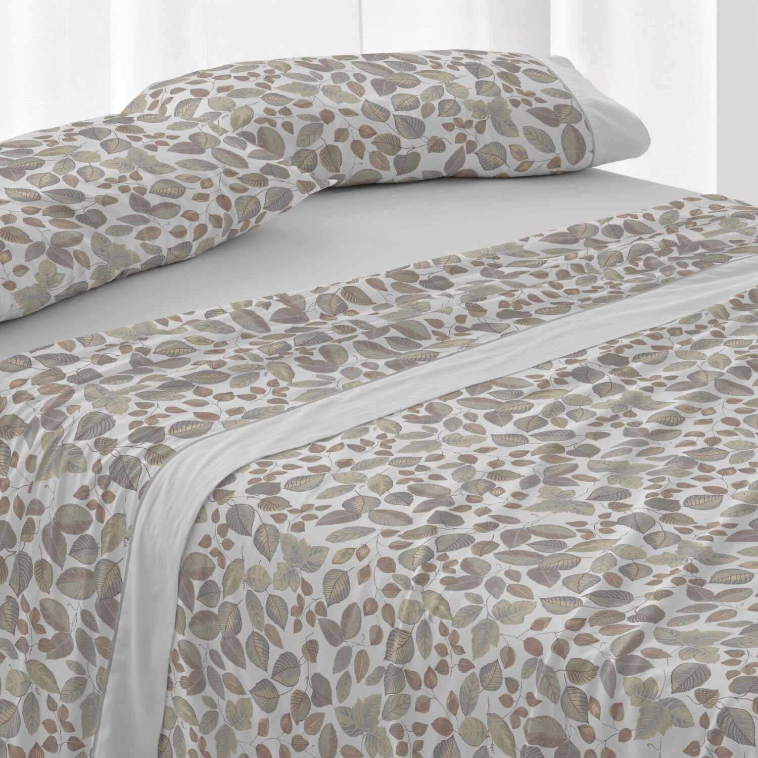 Burrito Blanco Juego de Sábanas 50% Algodón 50% Poliéster Cama 150-160 Gris | 4 Piezas: Bajera, Encimera y 2 Fundas | 144 Hilos | Tacto Suave | Larga Duración | Fácil Planchado | Apto Secadora