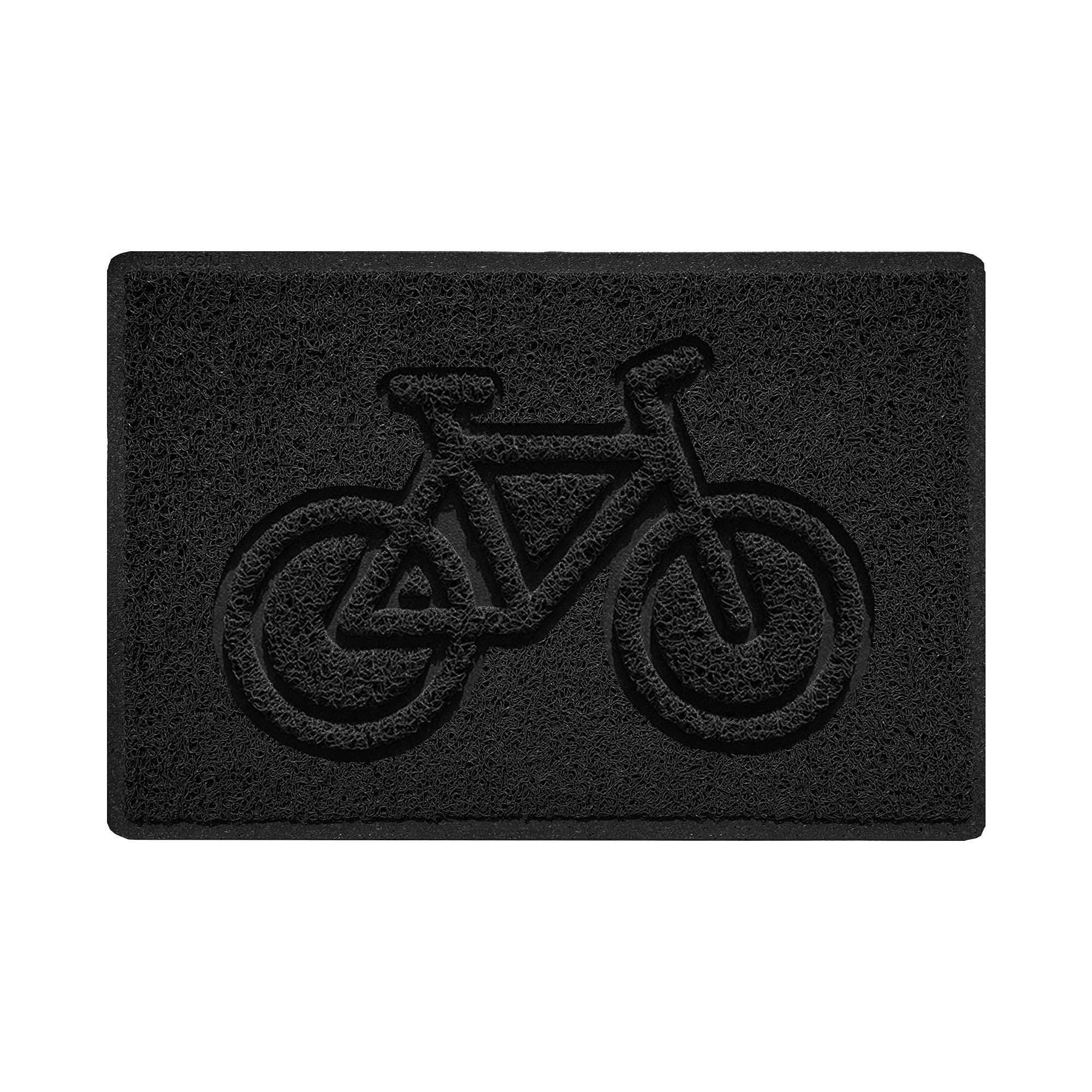 Nicoman Bike Embossed Shape Door Mat Dirt-Trapper Jet-Washable Doormat-(Use Outdoor ONLY)- (60x40cm/23.6x15.7inches, Small) Black