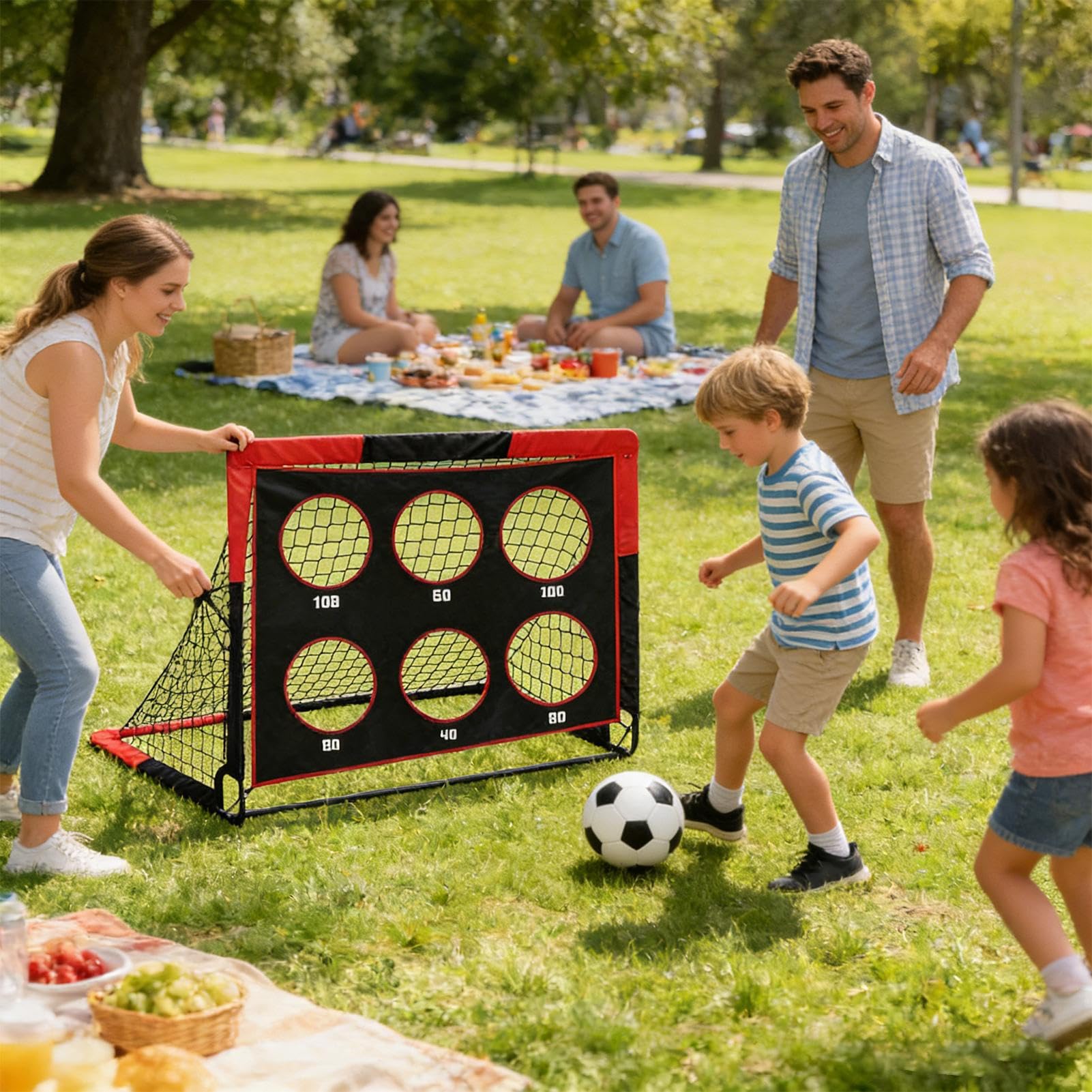Porte da Calcio per Giardino Giocattolo Per Allenamento Con Design Pop | 1.2 m Larghezza X 0.9 m Altezza Rete Rettangolare Pieghevole da Calcio per Bambini e Ragazzi Allenamento