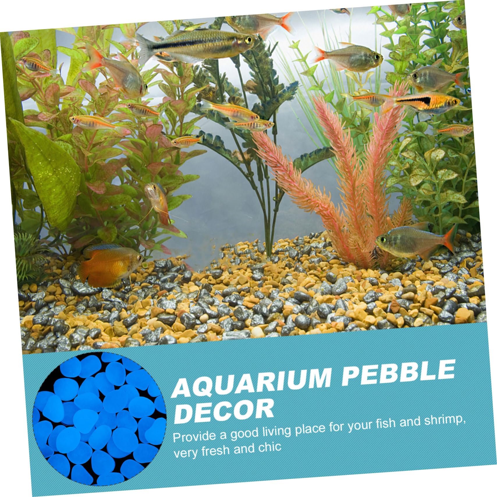 POPETPOP 3 Ensembles Bleu Galet Pierres D'Aquarium Réservoirs De Poissons Tube À Bulles Roches De Réservoir De Poissons Tremplin Sol Plante en Pot Test Aquarium Décoration 300 pièces * 3