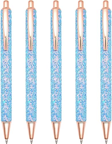 Miniatura 1 de Gullor 5 bolígrafos de punta media de tinta negra, punta media de 0.039 pulgadas, para suministros de oficina, regalo, boda, cumpleaños, color azul