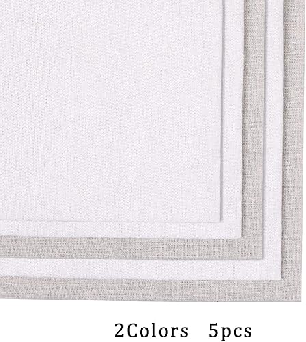 Miniatura 2 de Kissbuty - Tela de costura de lino, 5 piezas de tela de lino para ropa, manualidades, decoración de macetas, tela de punto de cruz, 19.6 x 19.6