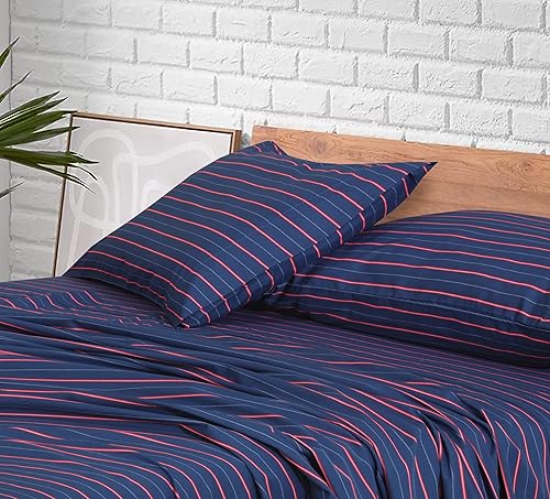 Miniatura 7 de RUVANTI Juego de sábanas de 100 % algodón tamaño matrimonial, 4 piezas, tejido percal suave y transpirable, bolsillo profundo de 16 pulgadas,