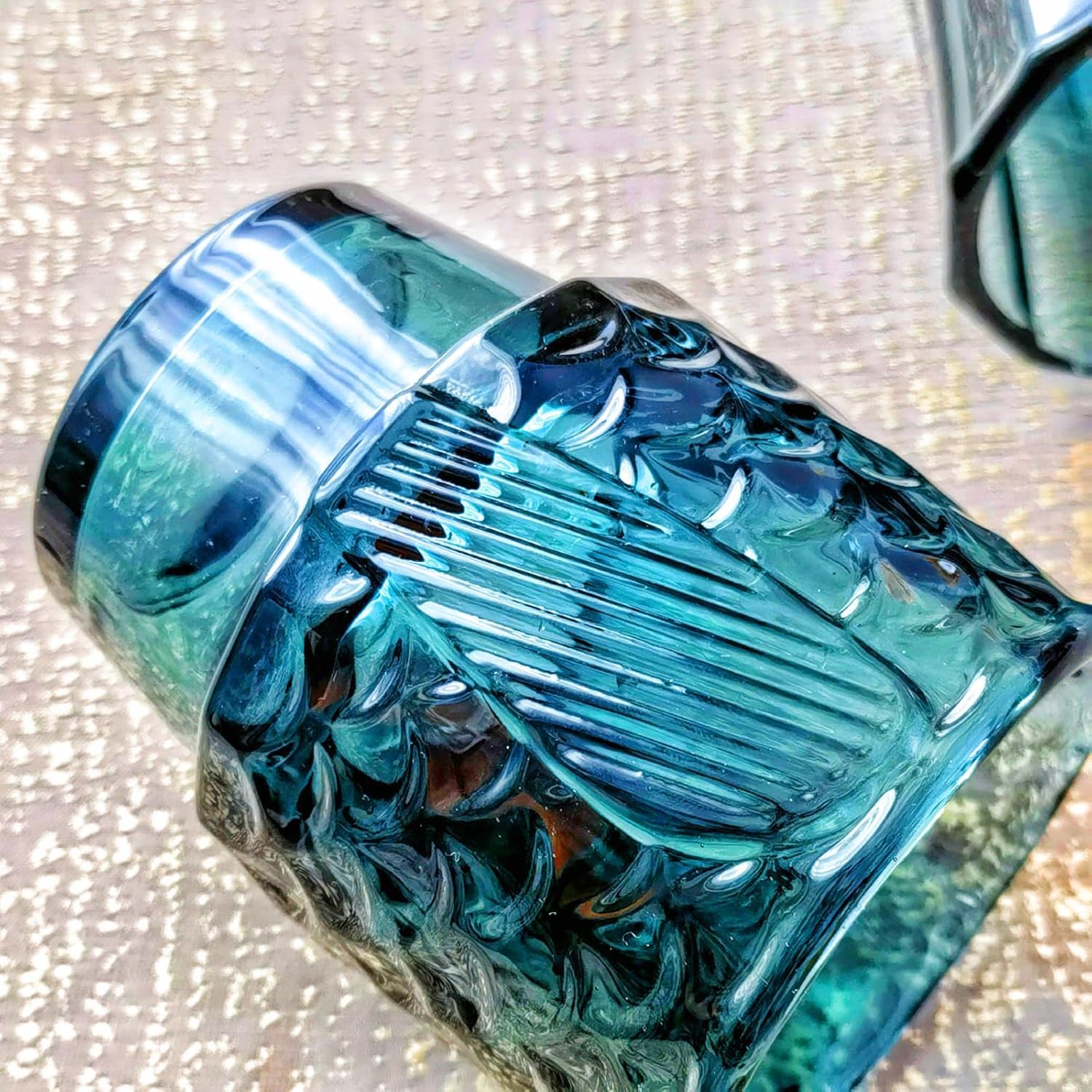FishDesignszklanki do picia, szklanki do picia do układania w stos, kolorowe szkło do napojów, szkło StackTumbler, NauticalGlassware, szklanki w kształcie ryby, do dekoracji domu, zestaw 4, niebieski