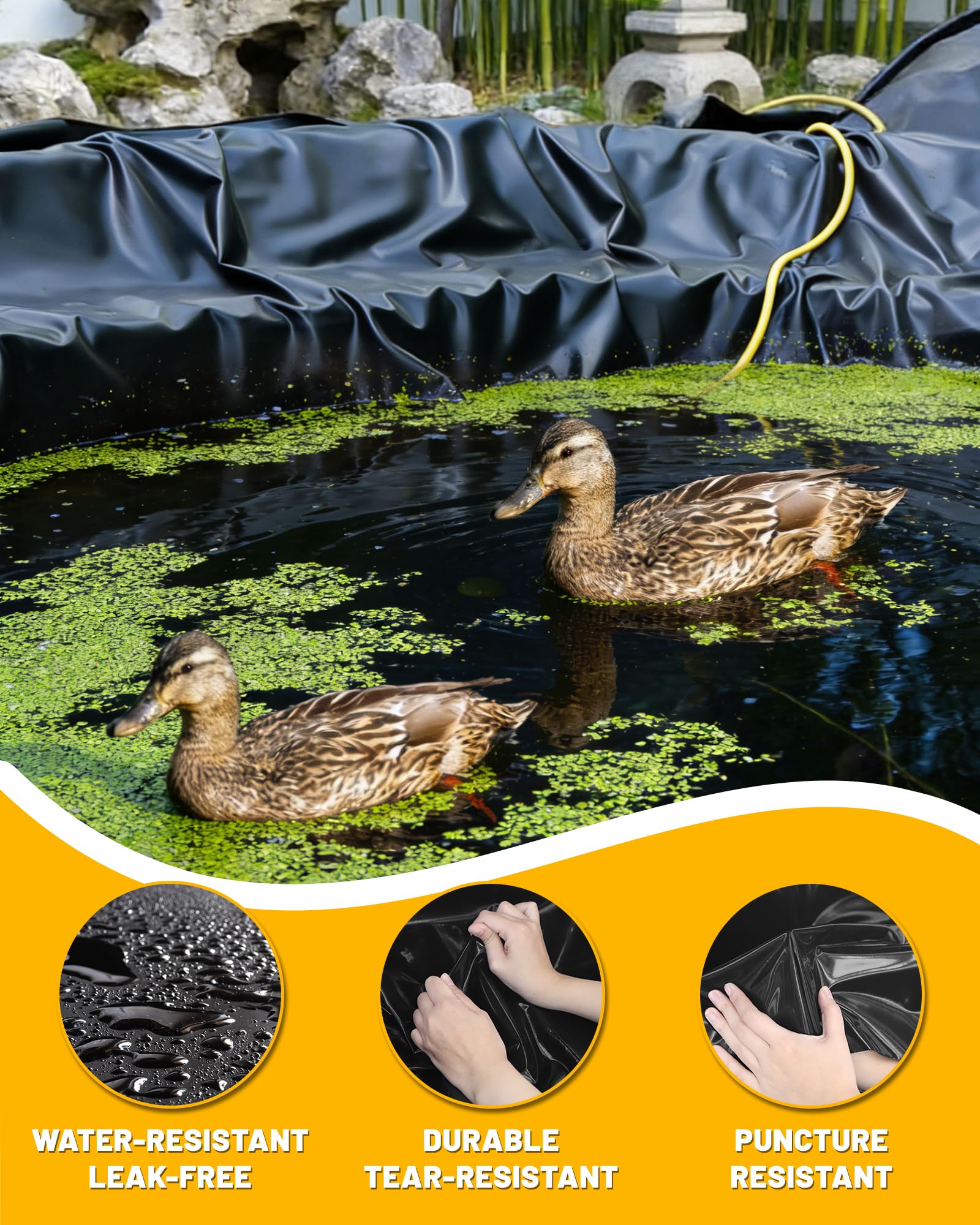 Telo per Laghetto Nero in PVC – Telo Laghetto – Fodera Laghetto Flessibile per Piscina Giardino per Laghettoi, Fontane, Giardini Acquatici e Cascate