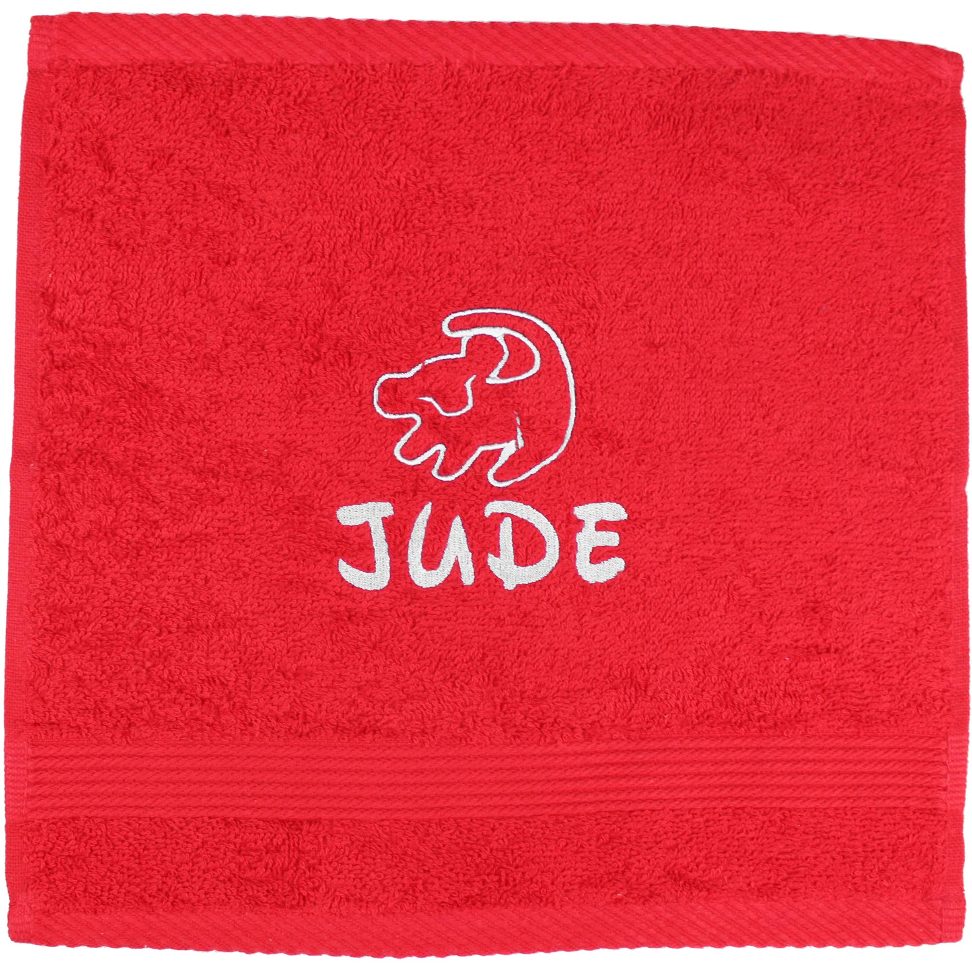 TeddyTs Personalised Lion Face Cloth Flannel (Red)