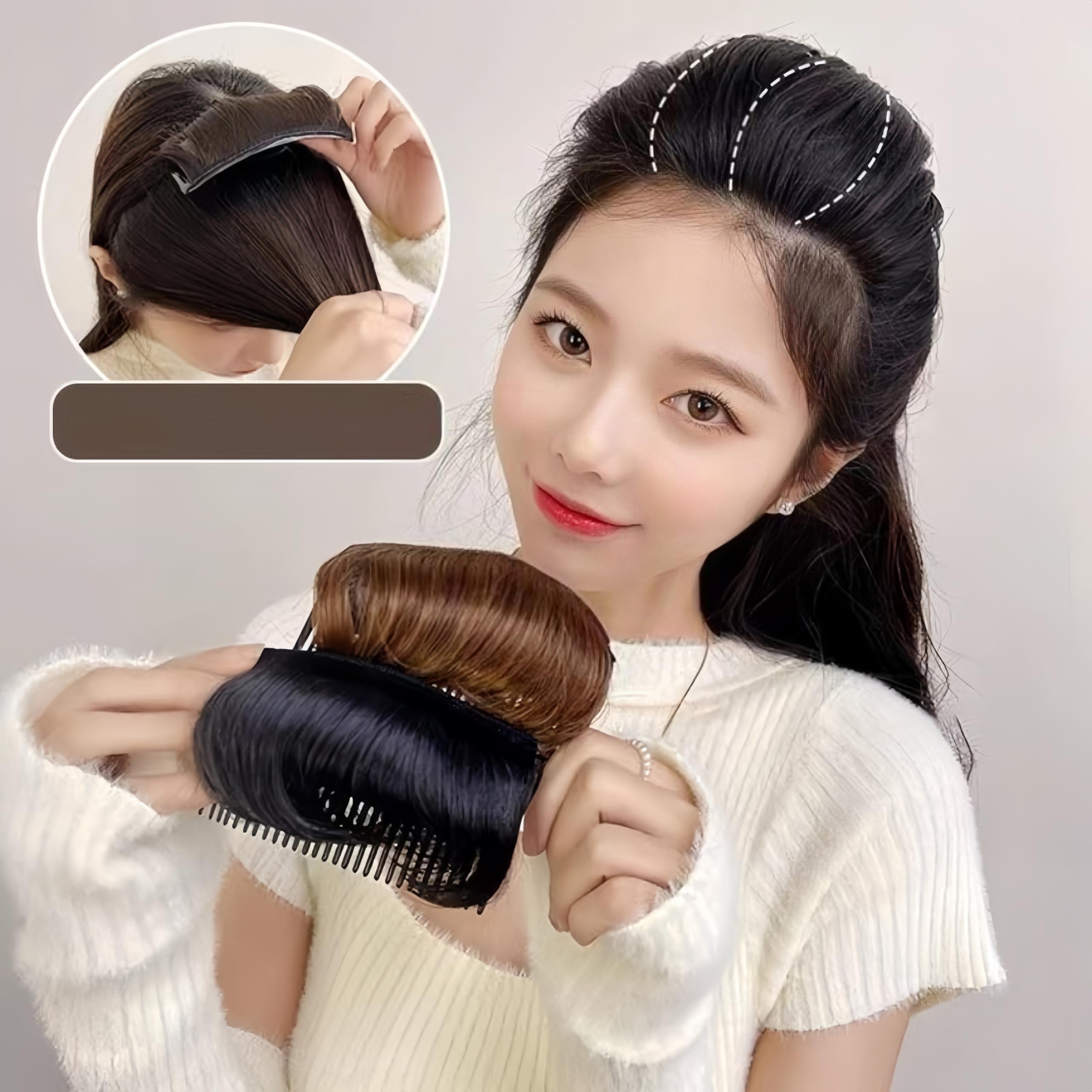 3pcs Hair Bun Invisible False Hair Clip, Hair Base Bump Fluffy Hair Pad Styling Insert Tool Volume Accessories Increased Hair Padfor for Women and Girls Hairstyle - Image 4
