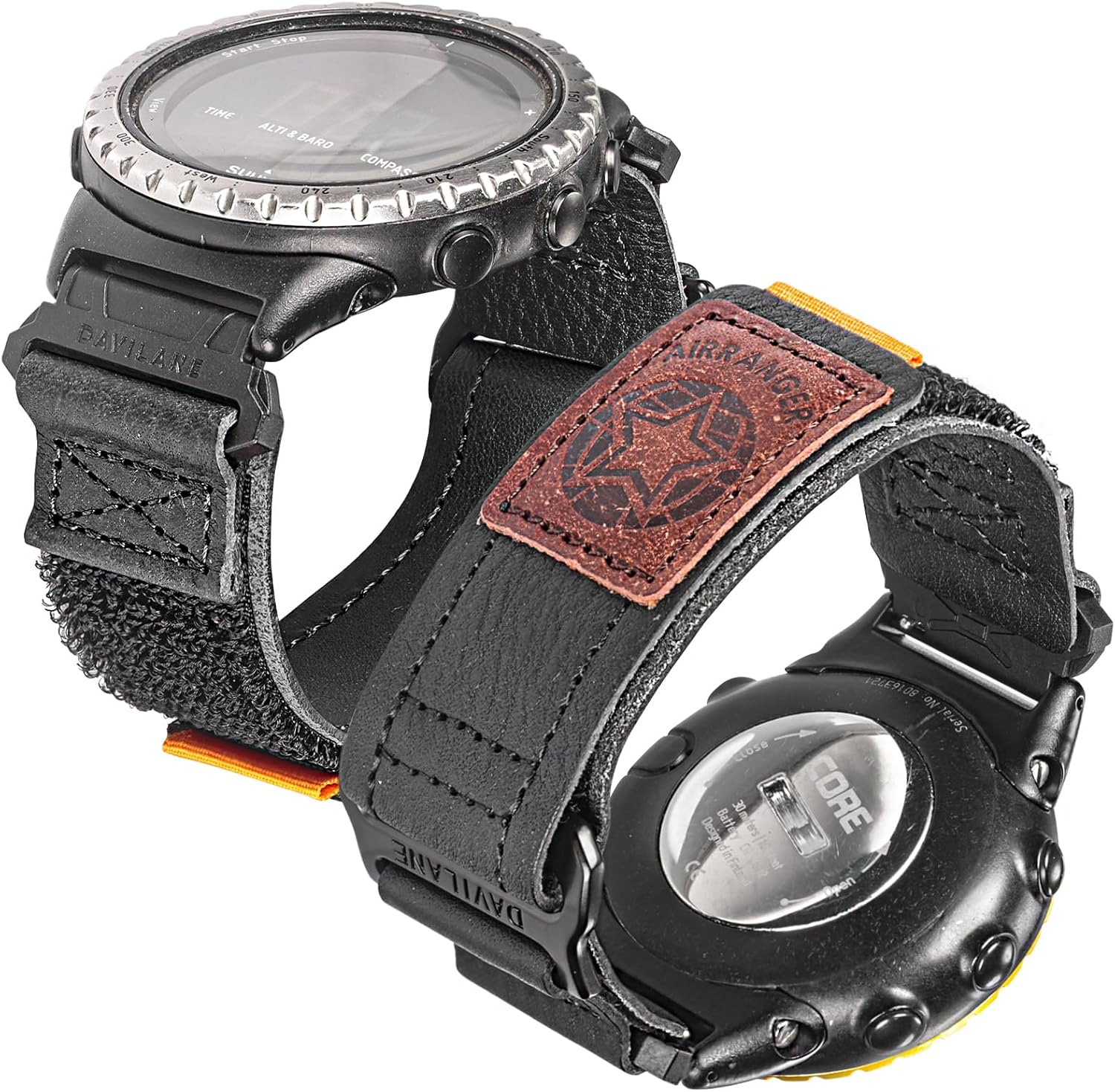 Wide Hook & Loop Leather Watch Band Compatible with Suunto Core SS014993000/SS013331000/SS018816000/SS013337000 – Heavy-Duty Military Watch Strap