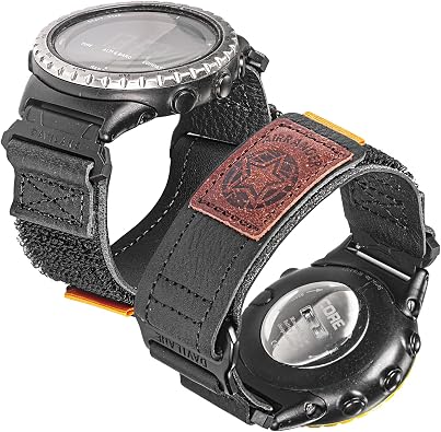 Wide Hook & Loop Leather Watch Band Compatible with Suunto Core SS014993000/SS013331000/SS018816000/SS013337000 Heavy-Duty Military Watch Strap