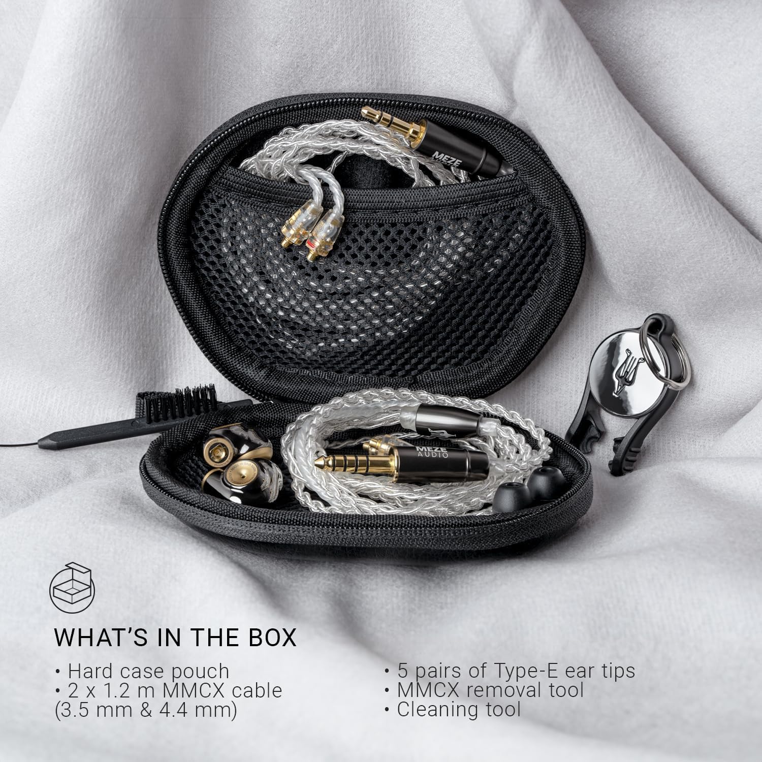 MEZE AUDIO Advar Bundle | Wired in-Ear Monitor Headphones for Audiophiles | Additional MMCX to 4.4mm Balanced Silver Plated Upgrade Cable Included | Noise Isolating | Ergonomic Metal Chassis