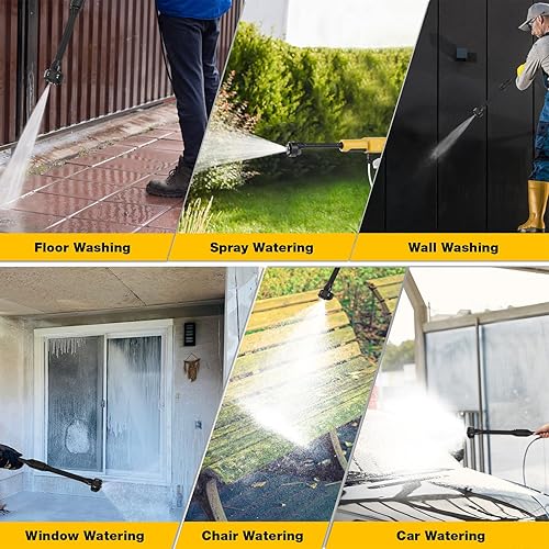 Miniatura 6 de Lavadora a presión inalámbrica de 20 V máx. 560 PSI de alta presión, limpiador de mano portátil con 2 baterías recargables de 1.5 Ah, boquillas 6 en