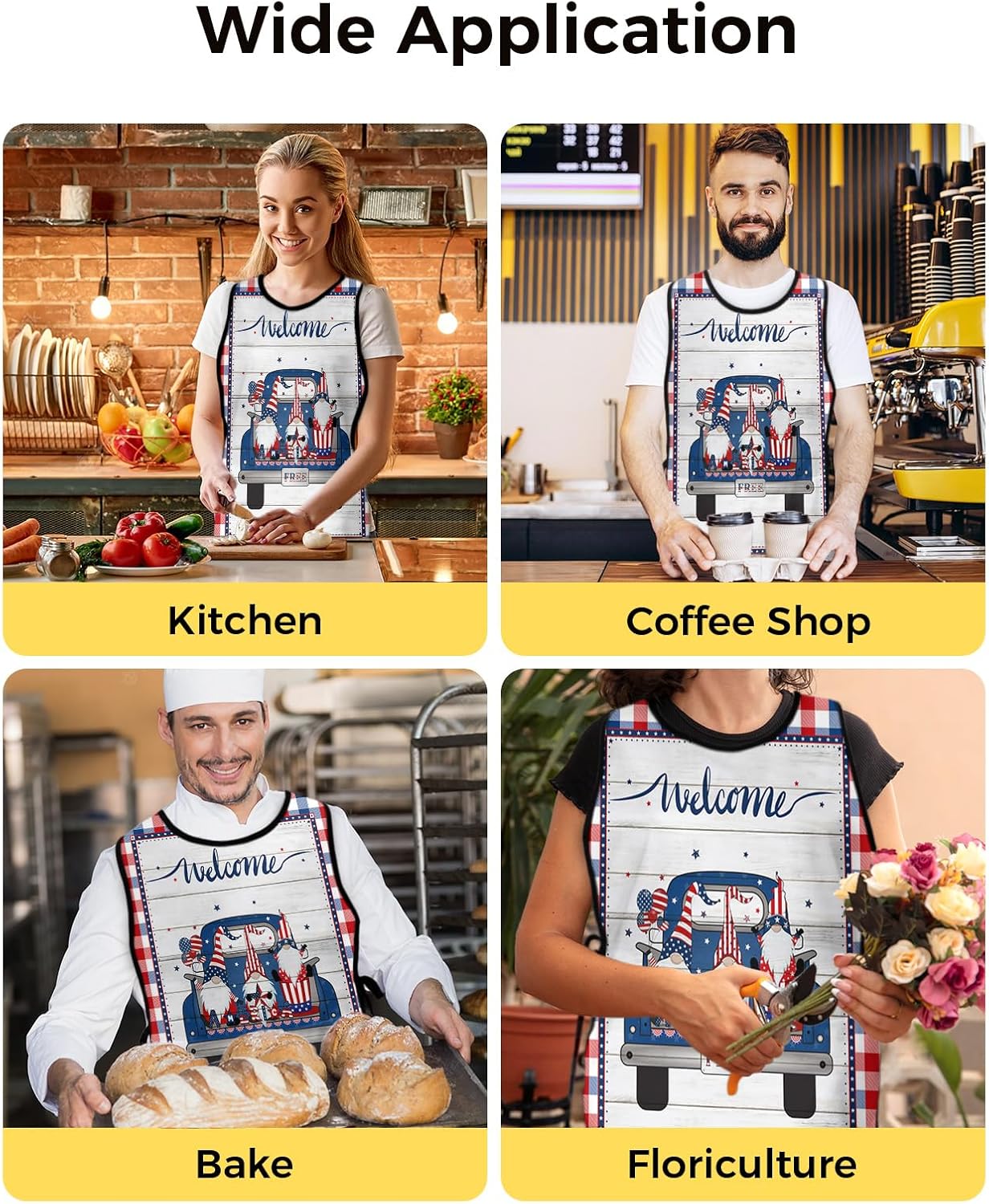 Unisex Cobbler Apron with 2 Pockets, Independence Day Truck Load Gonme Waterproof Vest Kitchen Chef Apron, Smock Apron Vest Cobbler Aprons for Women Men, 2 Pack, 20” x 27.5”