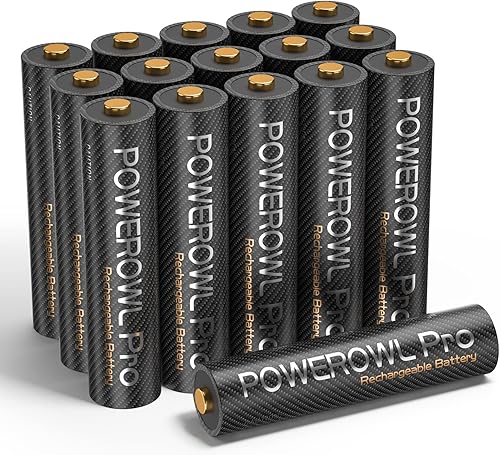 POWEROWL Baterías AAA recargables PRO, alta capacidad de 1100 mAh, batería Premium NiMH Triple A -16 unidades