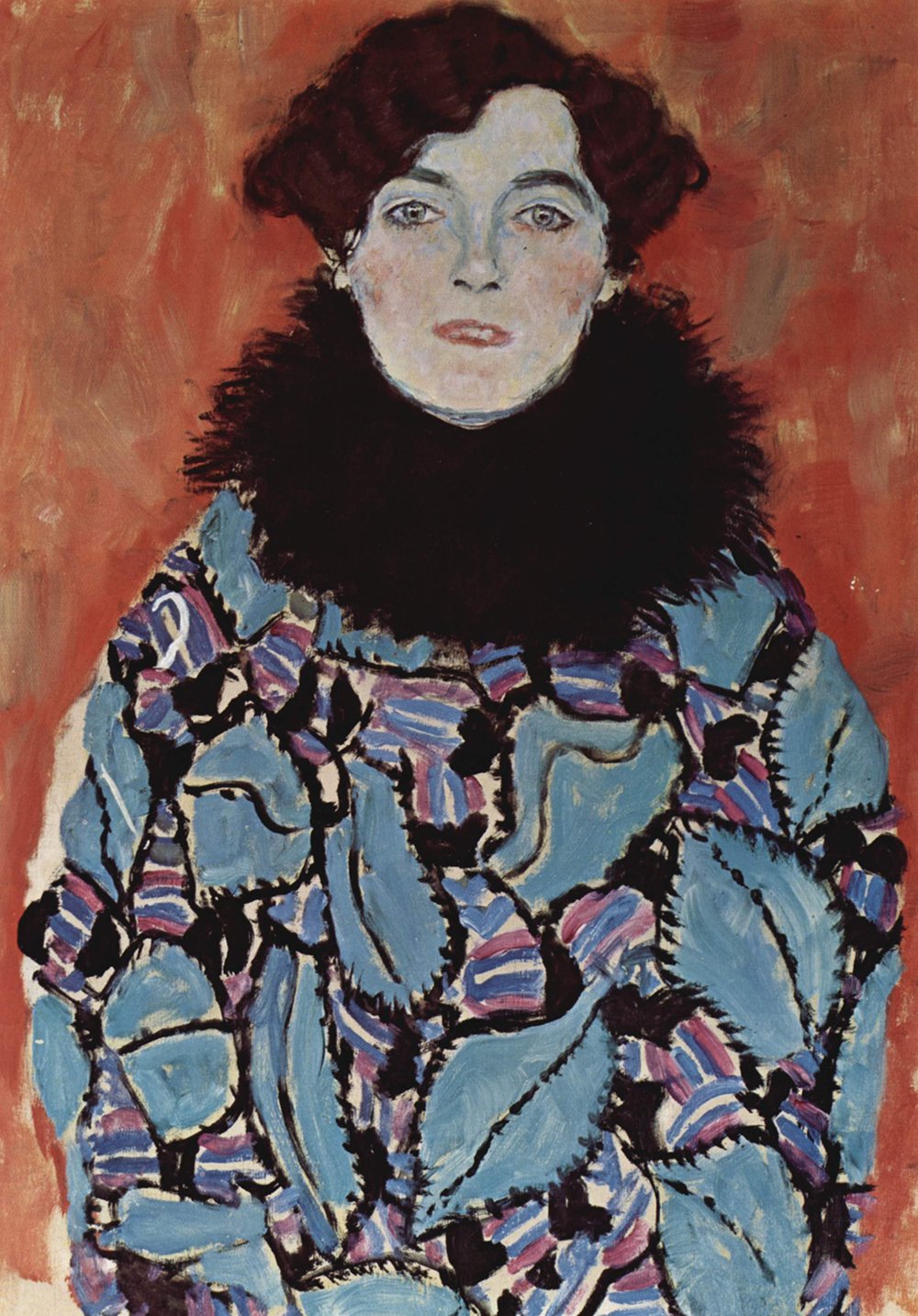 Portrait in Blue Leaves Gustav Klimt Deco Murale XXL