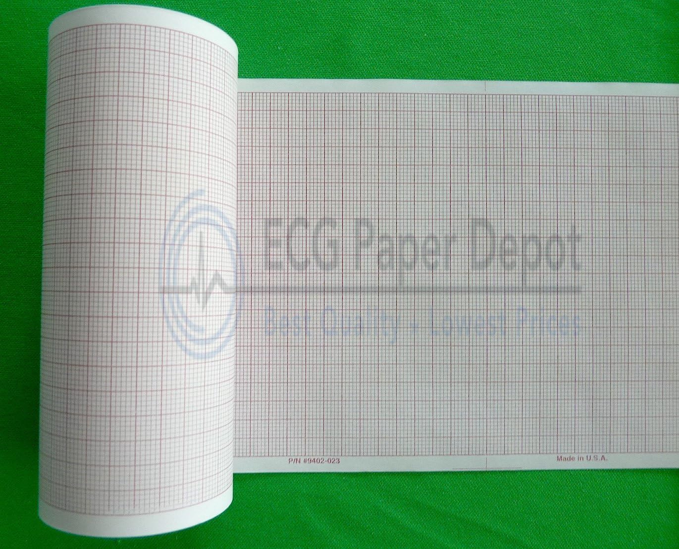 9402-023 Medical Cardiology Recording Charts, 30 Rolls Per Case, Grid Color Red, Size 108" x 75'
