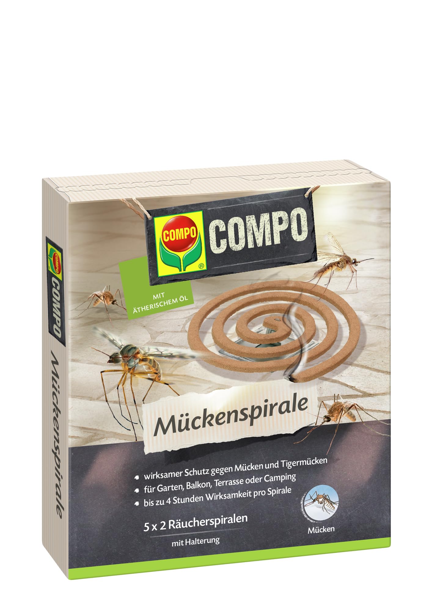 COMPO Spirala przeciw komarom – 5 x 2 sztuki – spirala przeciw owadom | ochrona przed komarami | skuteczna ochrona przed komarami, komarami i owadami latem