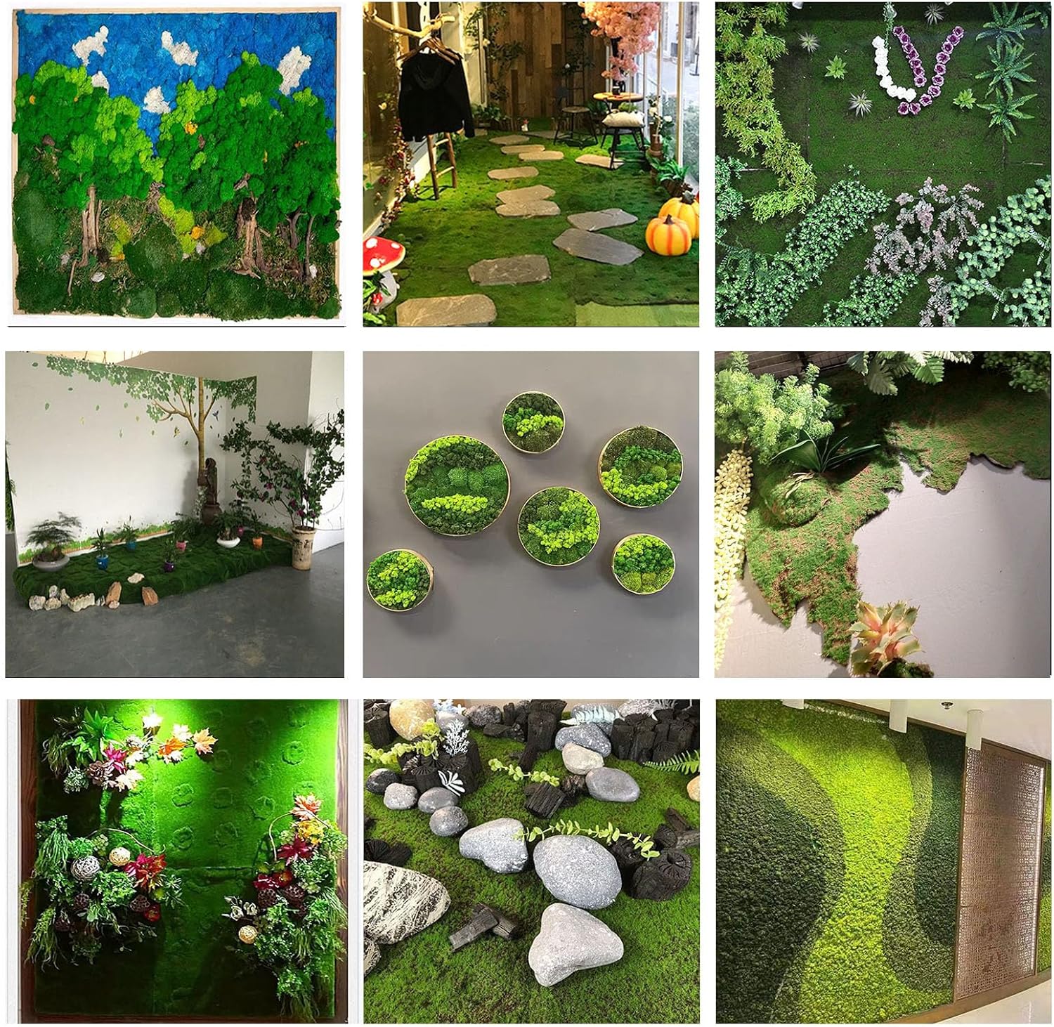 Simulation Artificial Moss Mat 39x39in, Fake Moss Wall DIY Artificial Moss Mat Carpet for Balcony Terrace Decoration Window Display Decoration