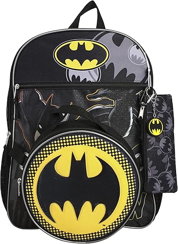 Miniatura 2 de BIOWORLD Juego de mochila Batman de 5 piezas para hombre (niño pequeñoniño grande), gris, talla única