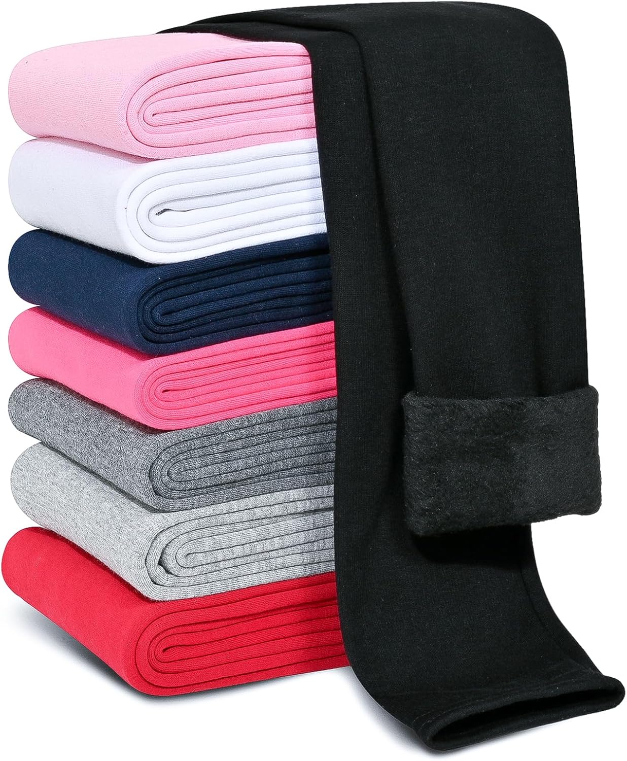 Girls Fleece Lined Leggings Cotton Kids Winter Warm Leggings Thick Thermal Tights P...