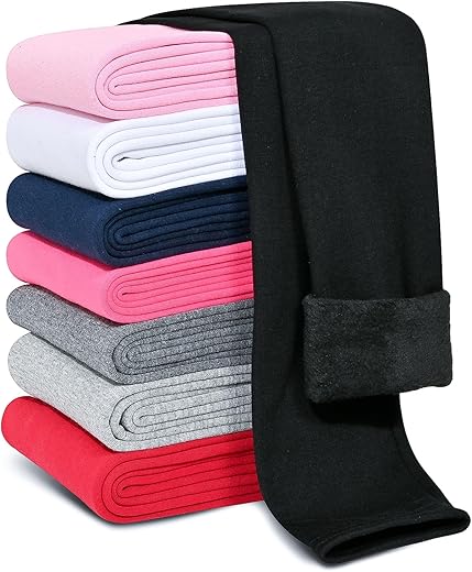 Girls Fleece Lined Leggings Cotton Kids Winter Warm Leggings Thick Thermal Tights Pants