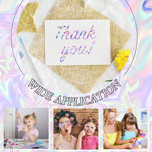 Miniatura 6 de 100 hojas de papel holográfico metálico brillante iridiscente espejo hojas de papel de 8.5 x 11 pulgadas, papel de colores mixtos, papel de papel