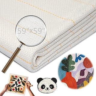 59" x 59" Primary Tufting Cloth with Marked Lines, Monks Cloth for Tufting Gun Punch Needle Rug Backing Fabric DIY Rug Tufting Kit Punch Needle Fabric for Tufting Gun