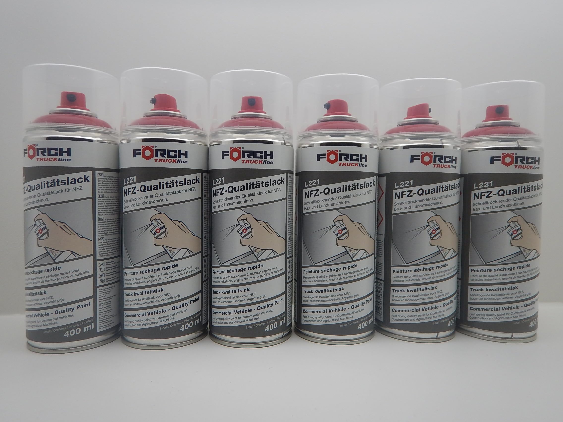 Förch 6x RAL 3002 KARMINROT ROT DICKSCHICHTLACK LACK SPRAY SPRAYDOSE 400ML
