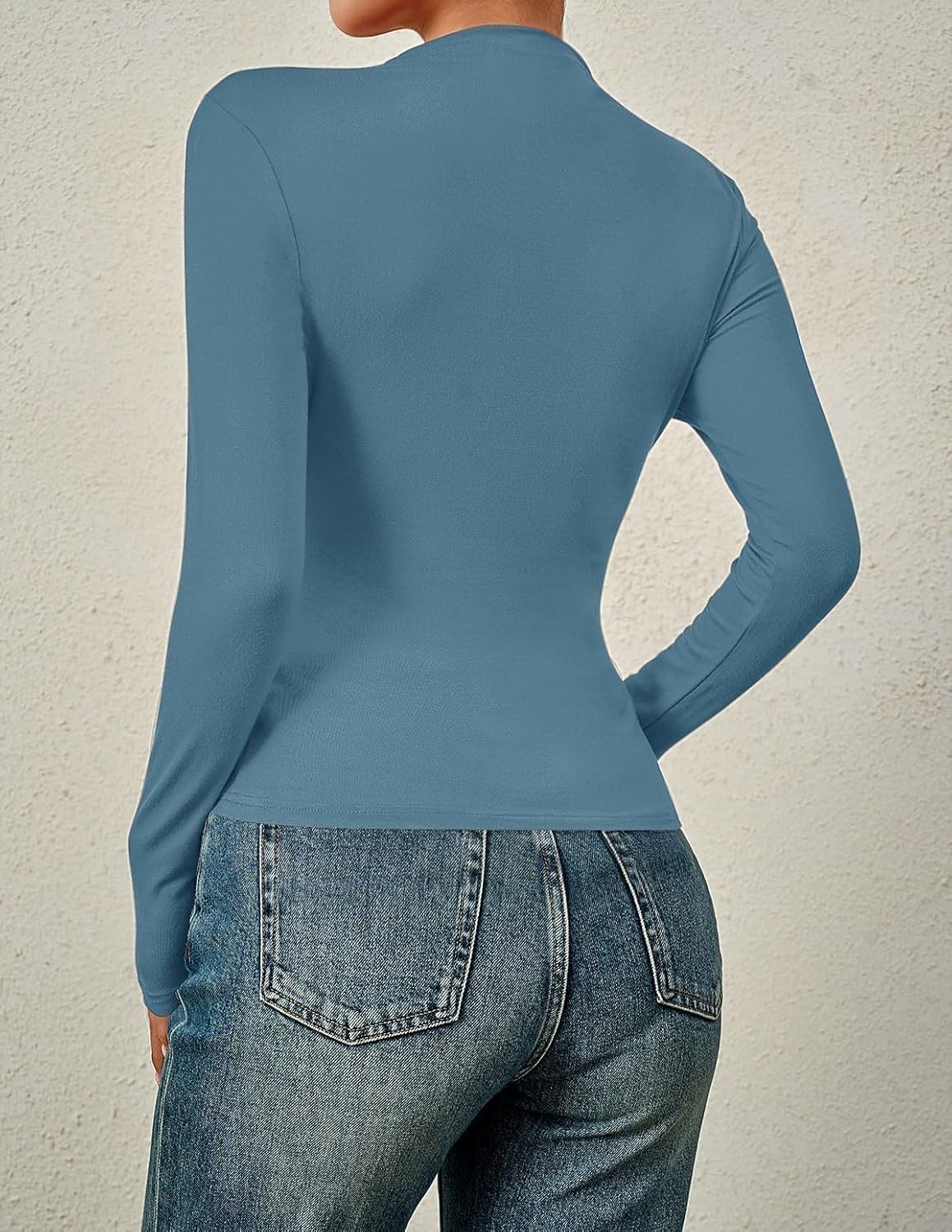 ZESICA Women's Long Sleeve Tops Mock Neck Ruched Tight Shirts 2026 Spring Trendy Outfits - Image 4