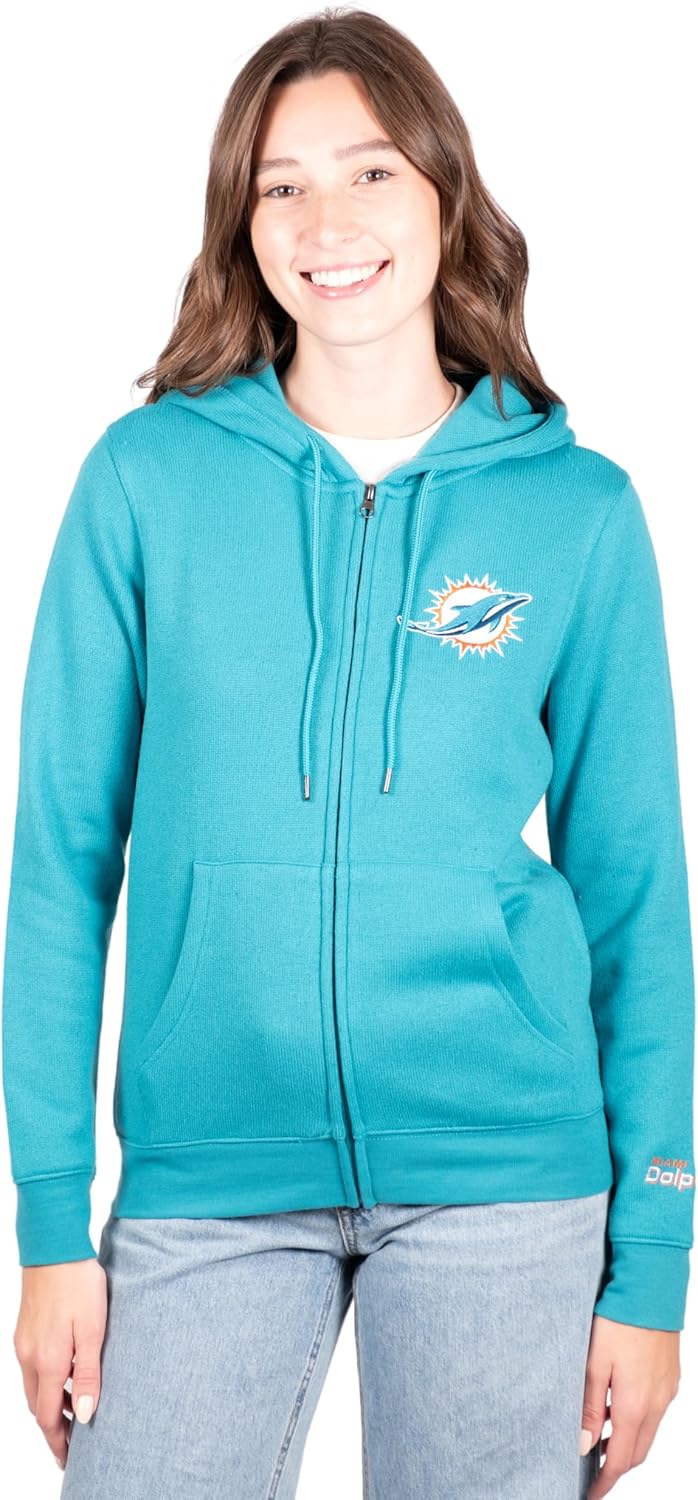 Ultra Game Women's NFL Official Full Zip Super Soft Marl Knit Hoodie Sweatshirt Jacket - Image 2