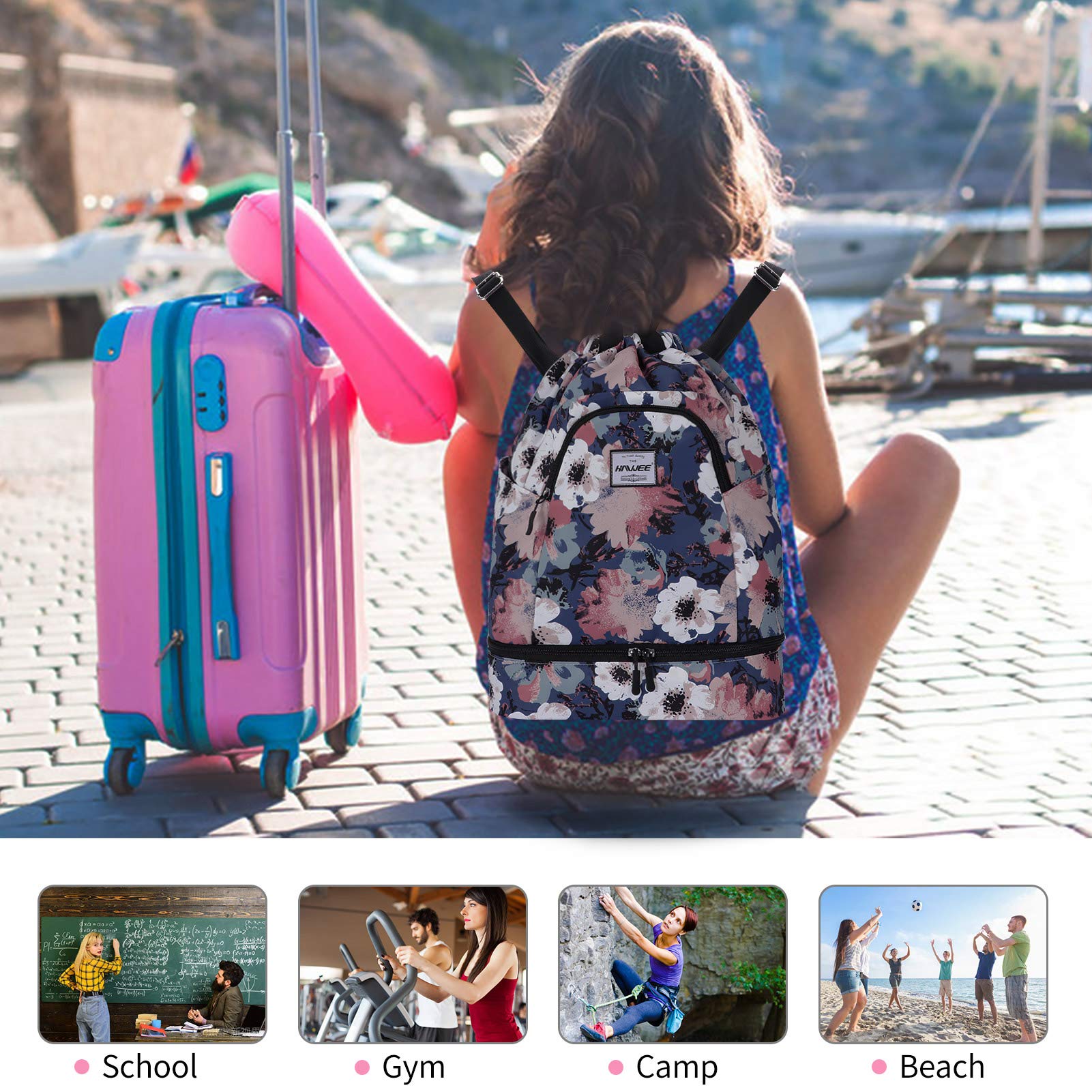 Zaino Sportivo con Coulisse, Grande Impermeabile, Borsa da Palestra Sacca con Tasca Interna Unisex per Scuola Sport All'aperto Yoga Tempo Libero Spiaggia