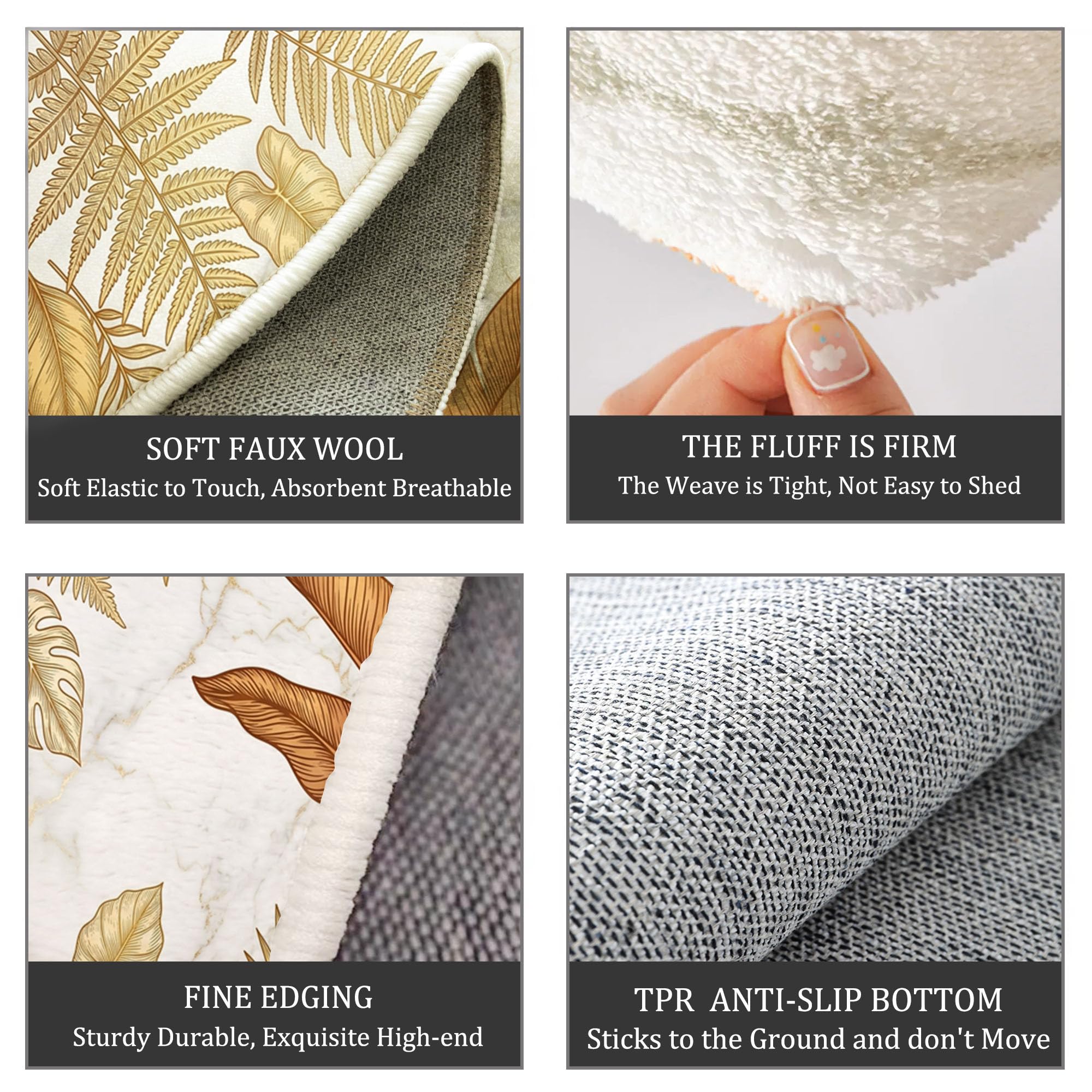 Tappeto Salotto Rotondo Grande Pelo Corto, Monstera Deliciosa Foglie Banano Grandi Antiscivolo Tondo Moquette, Soggiorno Bambini Camera,Cucina,Bagno,Domestica Decor Tappeti (Ø 100 cm,Oro)