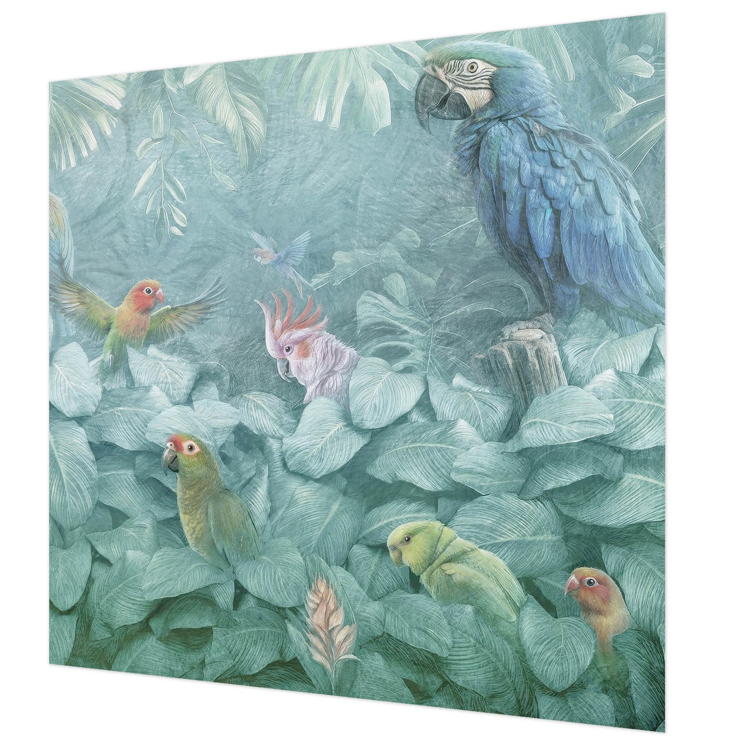 Papier peint intissé lavable grand format motif oiseaux tropicaux