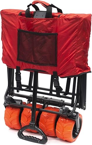 Miniatura 3 de Cochecito creativo al aire libre para niños, capacidad de peso de 150 libras, carrito plegable todo terreno con toldo para carga, playa, parque,