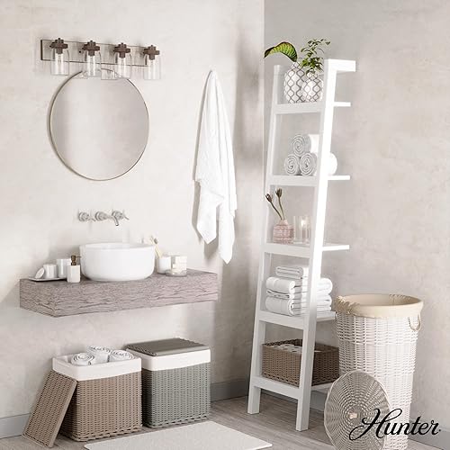 Miniatura 2 de Hunter - Devon Park 4 luces Onyx Bengal, luz de tocador de tamaño mediano, regulable, estilo rústico, para dormitorios, cocinas, vestíbulos, baños -