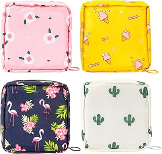 KALIONE 4pcs Period Bag, Period Pouch,Sanitary Napkin Storage Bag, Tampon Storage Pouch, Portable Reusable Menstrual Pads Bags for Women Teen Girls, Tampons Holder, Pad Bag, Feminine Care