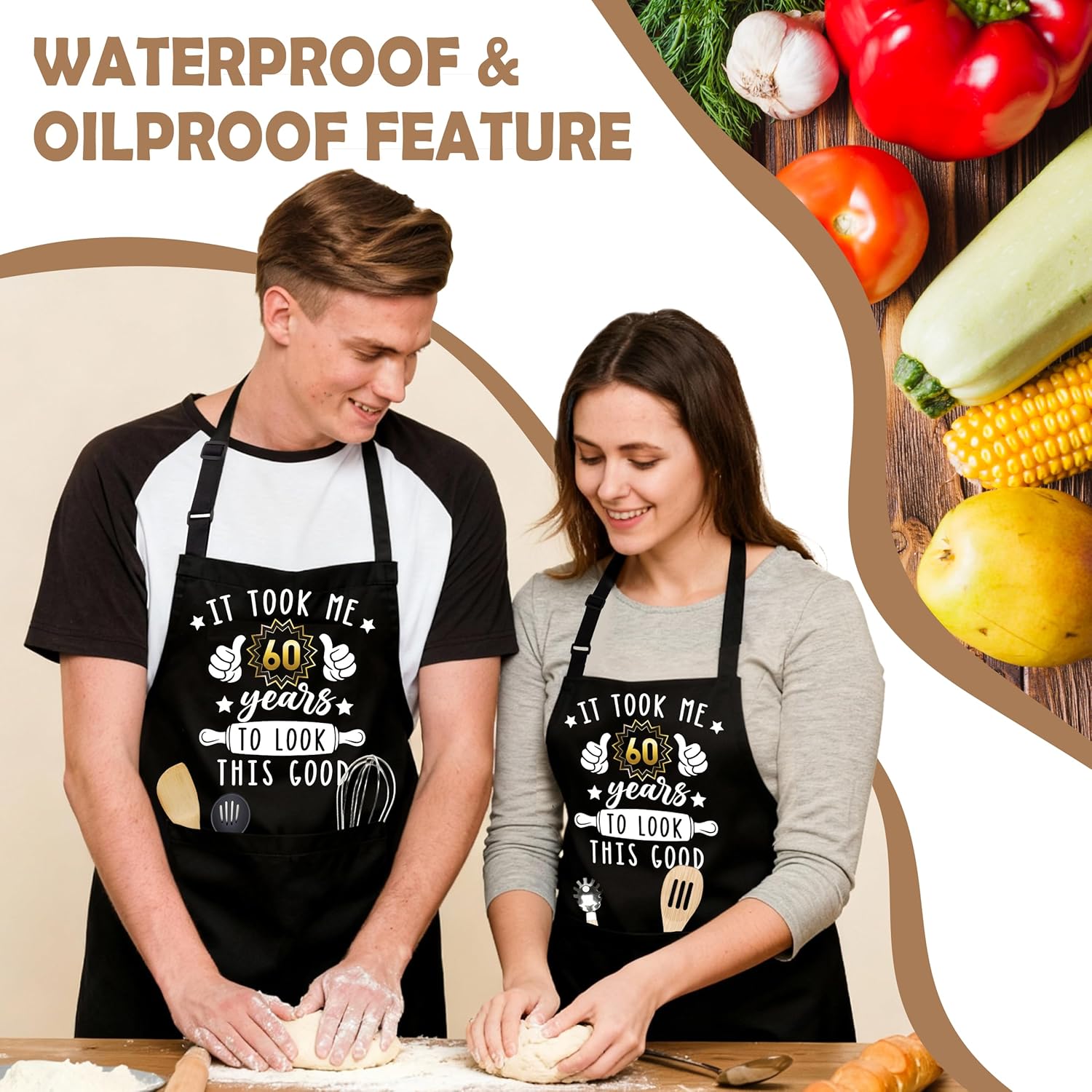 Funny Cooking Apron for Women Men, Kitchen Baking Apron with 2 Pockets Gift, Cute Birthday Christmas Mothers Day Gift - Image 4