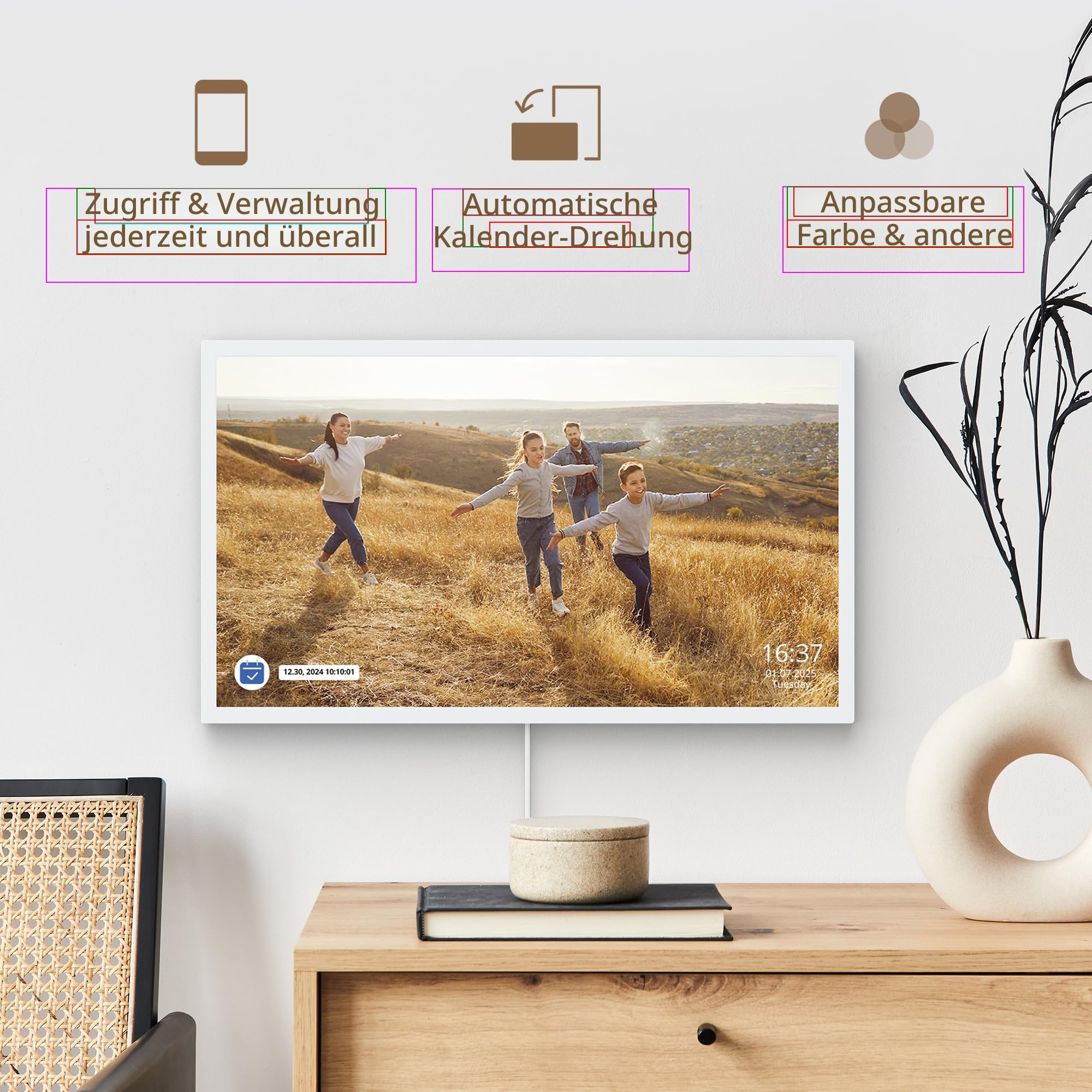 Dragon Touch Digitaler Kalender-Aufgabendiagramm, 61 cm (24 Zoll), interaktiver Touchscreen, intelligenter Familienplaner, Herd-Display, digitaler Kalender, nahtlose Planung