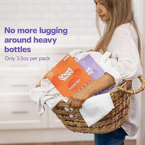 Miniatura 6 de Sábanas para lavar, altamente concentradas, ecológicas, hipoalergénicas, suaves con la piel, sin perfume, 20 hojas (40 cargas estándar)