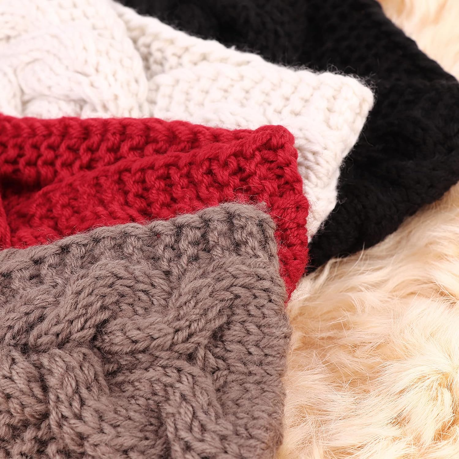 DRESHOW Winter Knit Chunky Headbands for Women Crochet Turban Knitted Ear Warmer Head Wrap Winter Accessories 4 Pack - Image 5