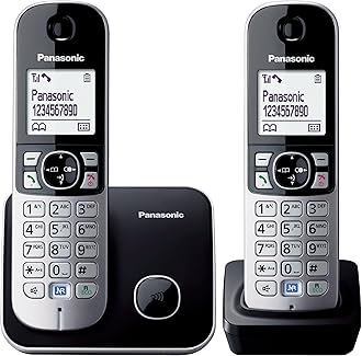 Panasonic KX-TG6812EB Twin DECT Phone - Black/Silver