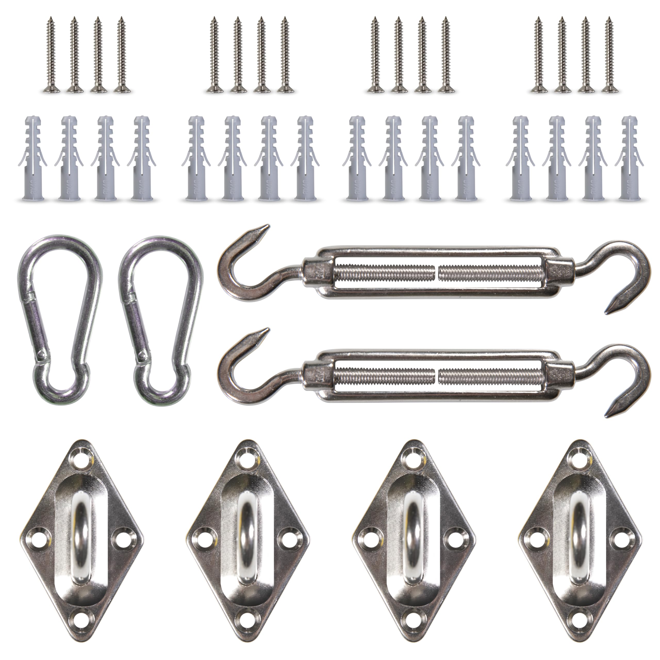 Amgo 6 Inch Hardware Kit for Rectangle/Square Sun Shade Sail Canopy, 316 Military-Grade Stainless Steel