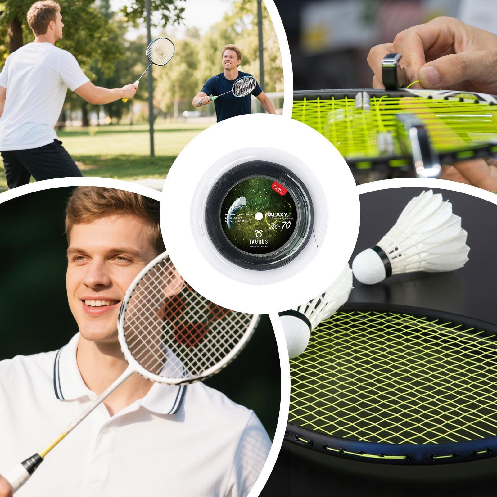 Bobina di corda Badminton - Racchetta di Badminton con corda di sostituzione,Corda di allenamento elastica 200 m per atleti e giocatori confermati